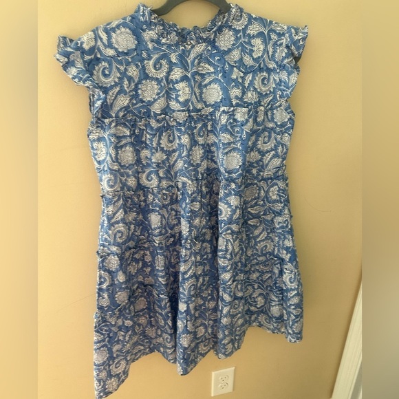 HAMPTON HOUSE Ruffle Block Print Tiered Dress Size Small - Picture 5 of 7